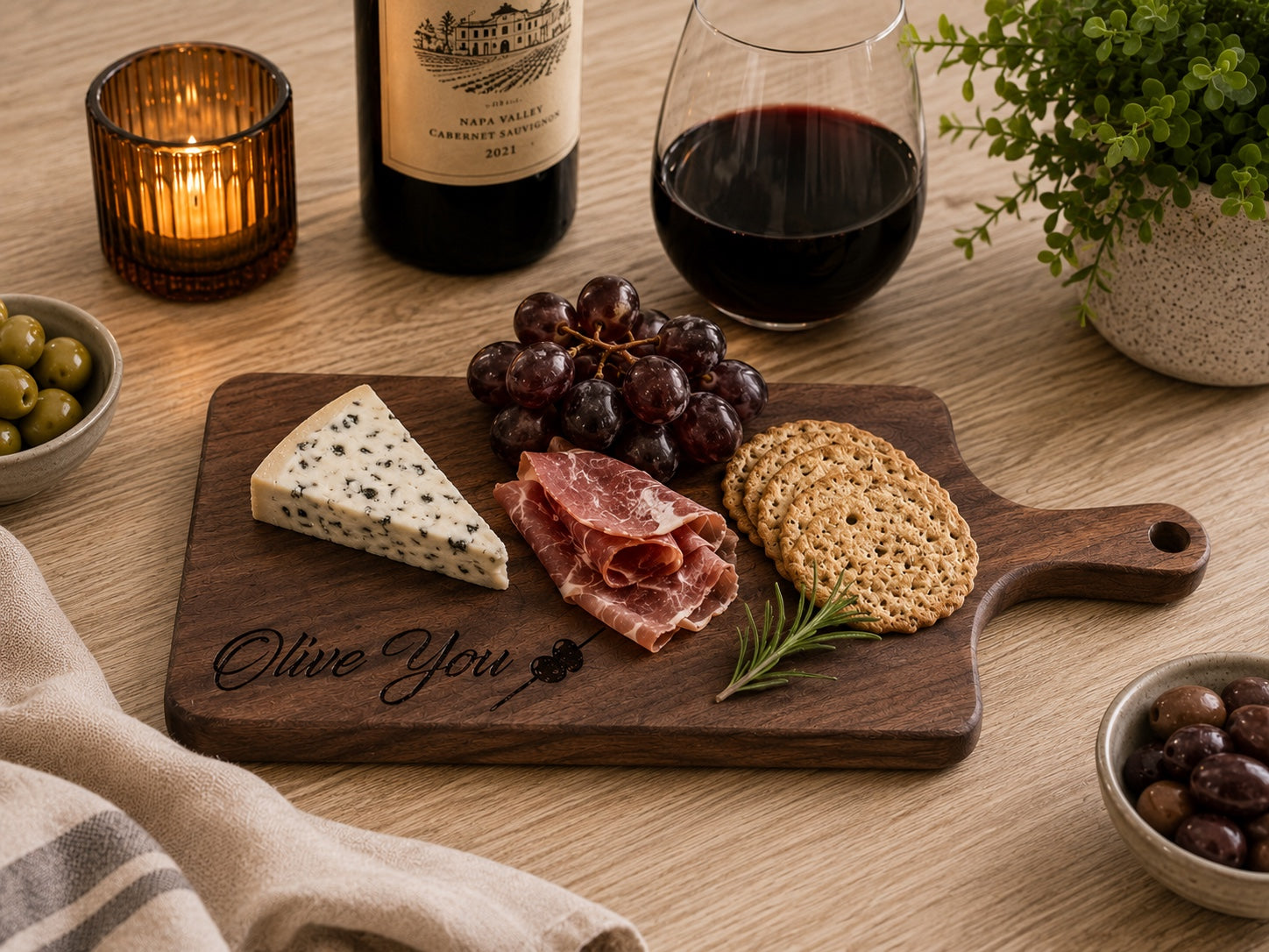 Personalized Hardwood Charcuterie Board – Custom Engraved Serving Cheese Board