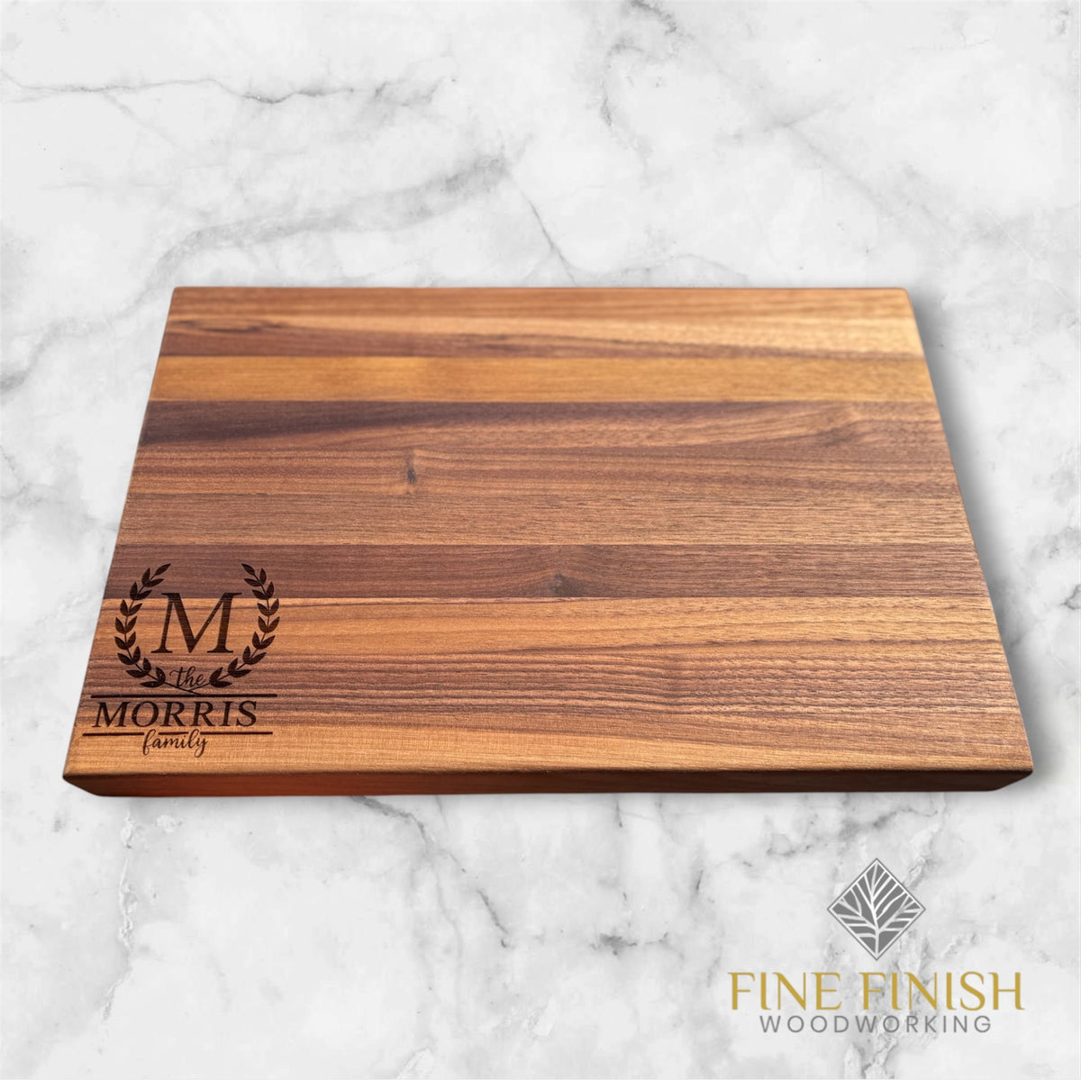 Personalized Wooden Edge Grain Cutting Board | Walnut, Maple, Sapele & Ambrosia Maple