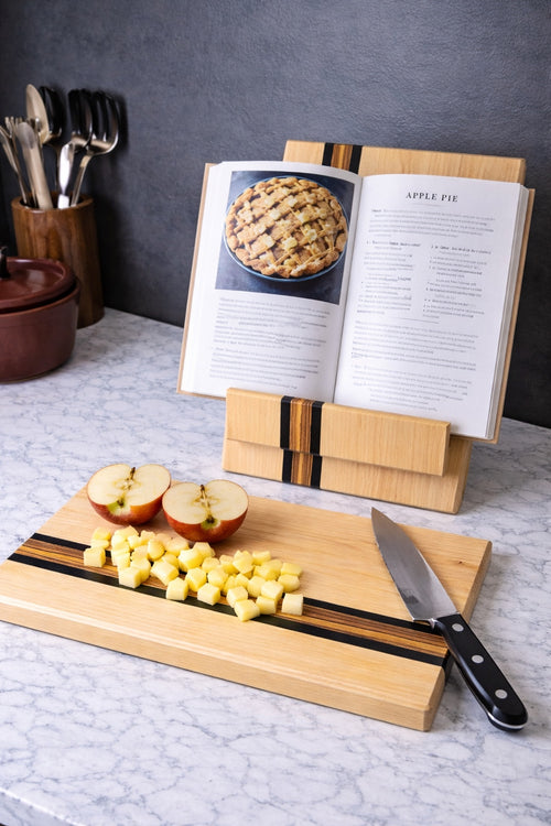 Cookbook Stand & Matching Board Set — Maple