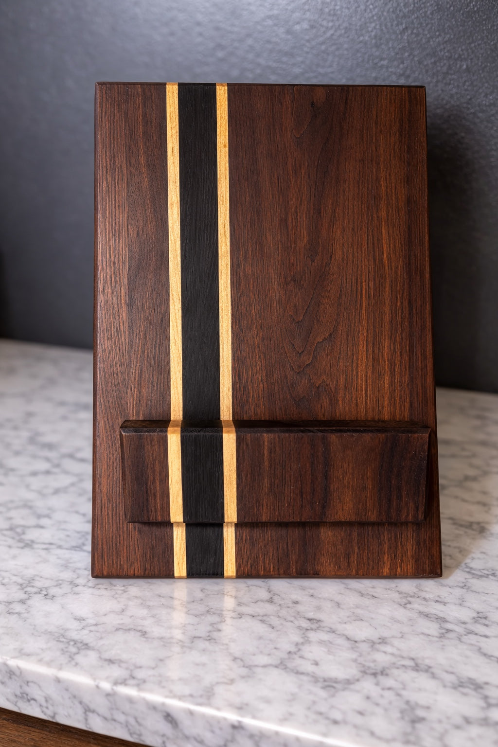 Cookbook Stand & Matching Board Set —  Walnut, Wenge & Maple