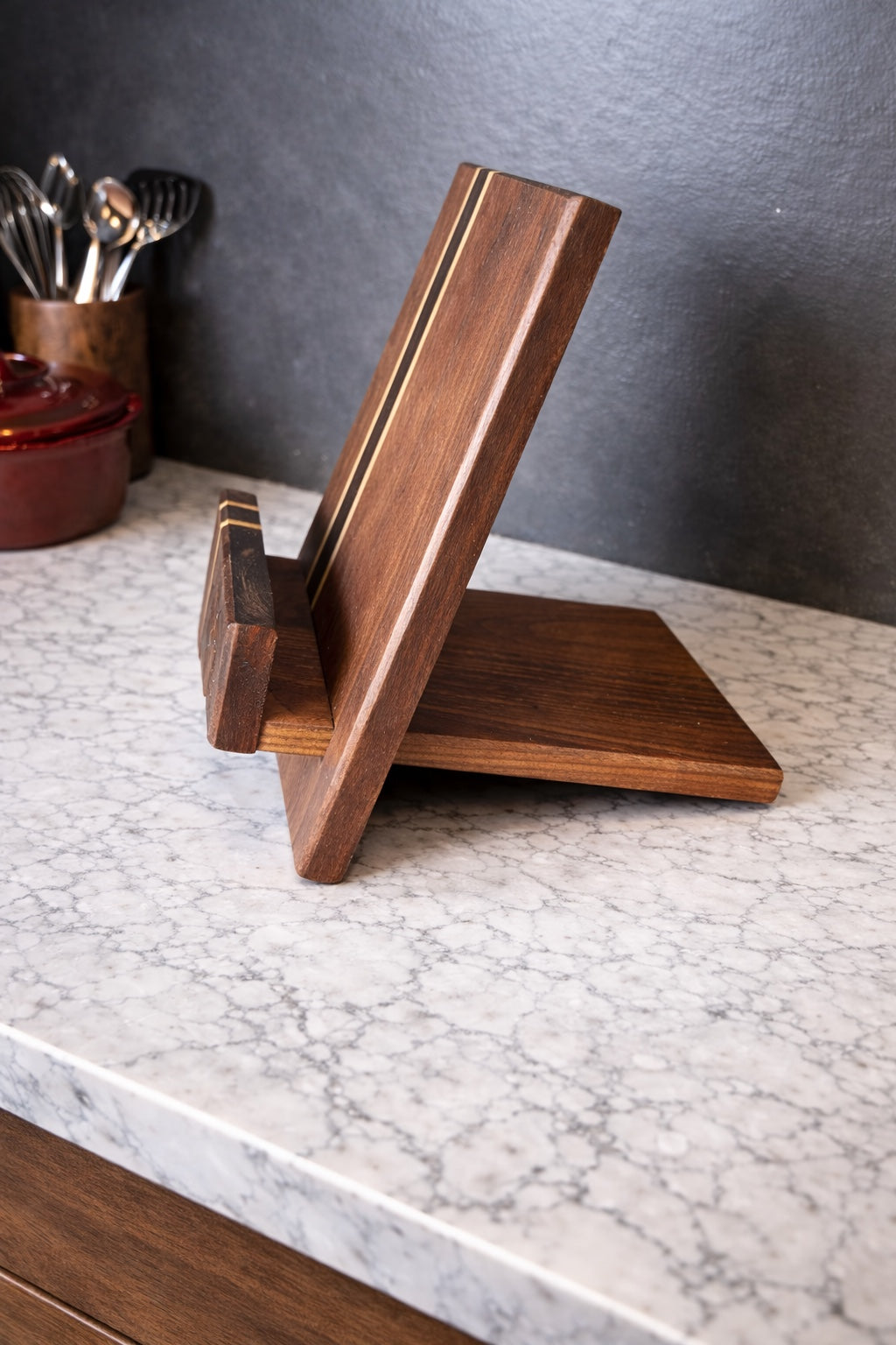 Cookbook Stand & Matching Board Set —  Walnut, Wenge & Maple