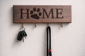 "Home Is Where the Paws Are" Leash & Key Holder — Walnut