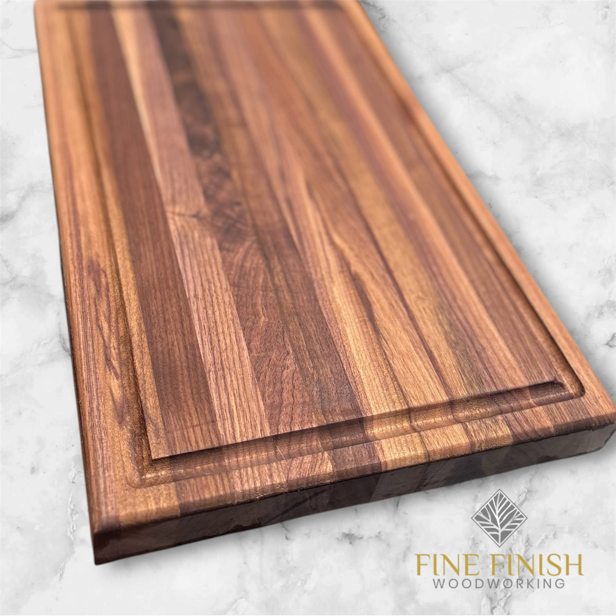 Personalized Wooden Edge Grain Cutting Board | Walnut, Maple, Sapele & Ambrosia Maple