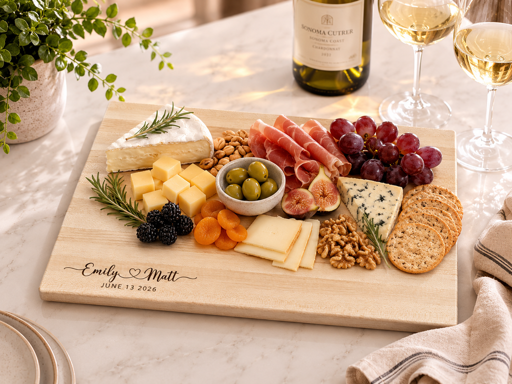 Personalized Wooden Edge Grain Cutting Board | Walnut, Maple, Sapele & Ambrosia Maple