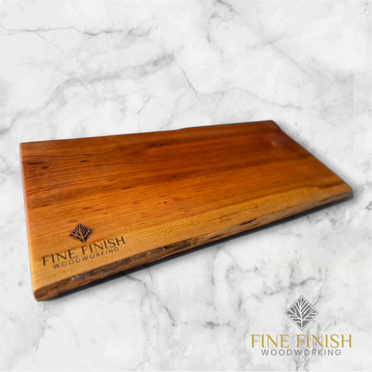 Live Edge Serving Board - Walnut or Cherry - Custom Logo Engraving
